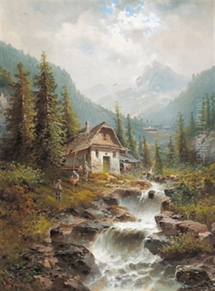 Wildbach Im Engadin Oil Painting by Leonhard Paulus