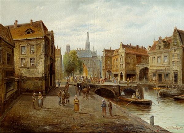 Hollandische Stadtansicht Oil Painting by Leonhard Paulus