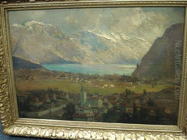 Alpine Scene Oil Painting by Erik Bogdanffy Pauly