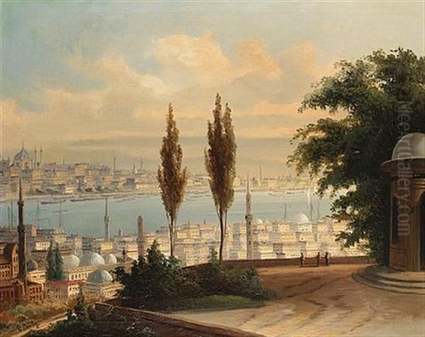 The Bosphorus, Istanbul Oil Painting by Erik Bogdanffy Pauly