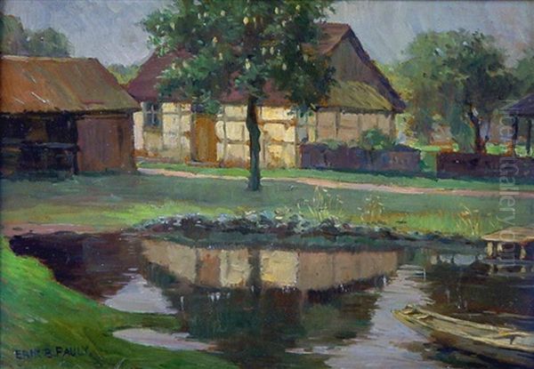 Am Dorfweiher Oil Painting by Erik Bogdanffy Pauly