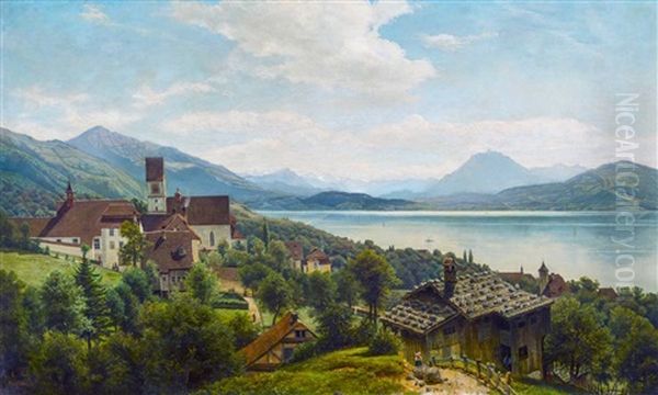 Zugersee (alte Pfarrkirche St. Michael Zug) Oil Painting by Franz Pauly