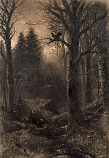 Waldlandschaft Mit Auerhahn Oil Painting by Franz Xaver von Pausinger