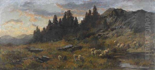 Auf Der Bergweide Oil Painting by Franz Xaver von Pausinger