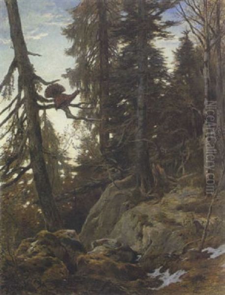 Auerhahn-balz Oil Painting by Franz Xaver von Pausinger