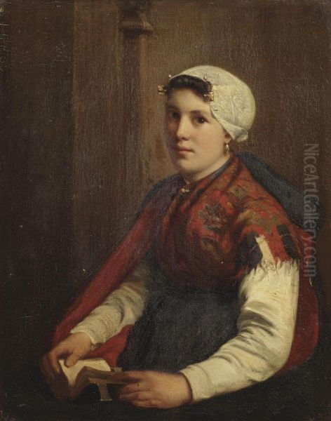 A Young Girl Seated Oil Painting by Bernardus Johannes Blommers