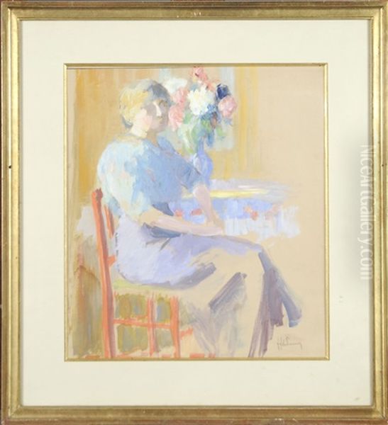 Femme Assise Dans Un Interieur (double-sided) Oil Painting by Jef De Pauw