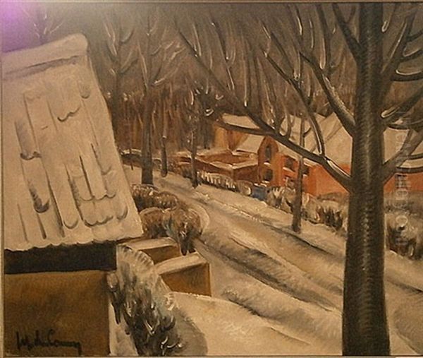 Dorp In De Winter Oil Painting by Jef De Pauw