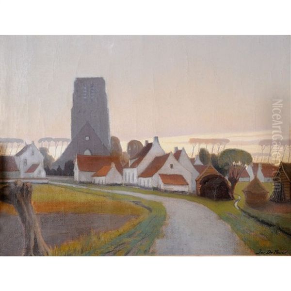 Village Flamand Oil Painting by Jef De Pauw