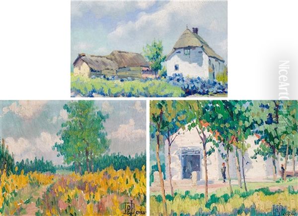 L'eglise Blanche (+ 2 Others, Various Sizes; 3 Works) Oil Painting by Jef De Pauw