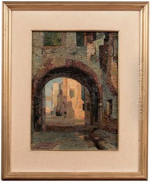 Scorcio Di Paese Oil Painting by Angelo Pavan