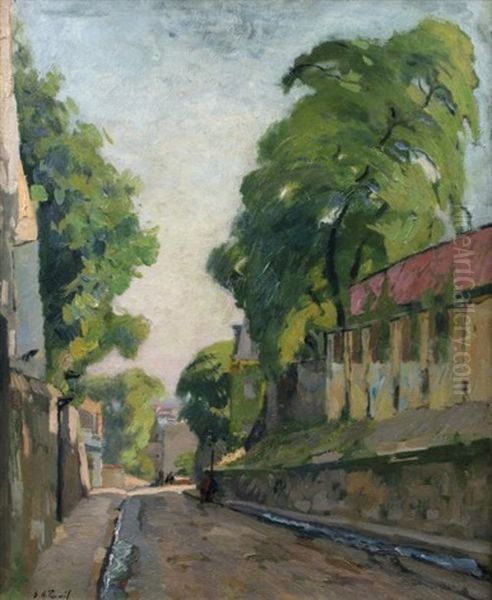 Vue De Paris Montmartre La Rue St Vincent by Elie Anatole Pavil