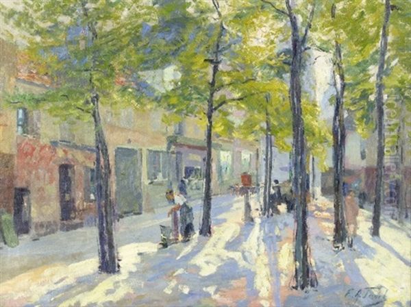 Street Scene, Possibly Paris Oil Painting by Elie Anatole Pavil