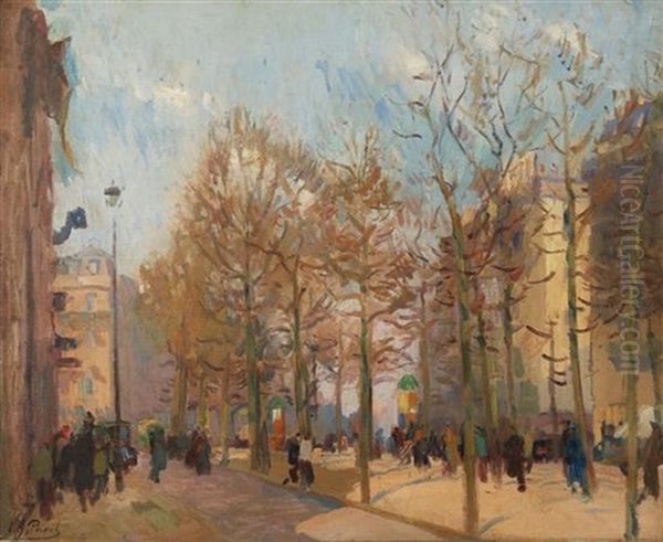 Parisian Street View Oil Painting by Elie Anatole Pavil