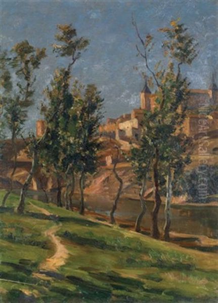 Trees Overlooking Fortress Oil Painting by Elie Anatole Pavil