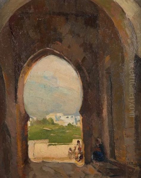 Porte De La Kasbah Des Oudaias Oil Painting by Elie Anatole Pavil