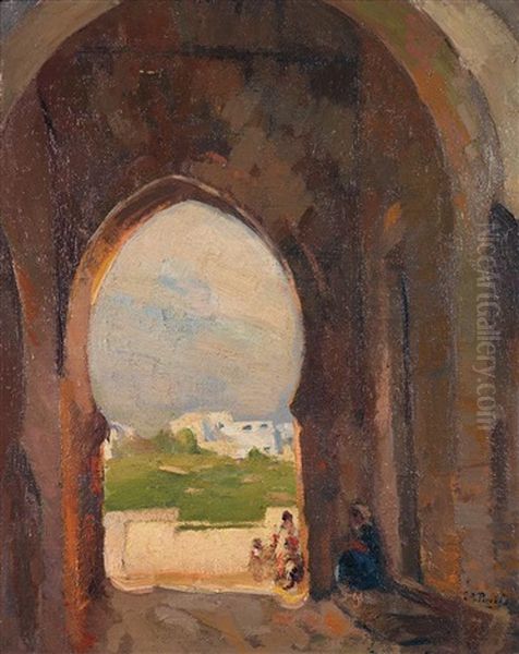 Sentier A La Casbah Des Oudaias Oil Painting by Elie Anatole Pavil