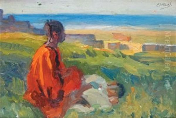 Jeune Marocain Face A La Mer, 1938 Oil Painting by Elie Anatole Pavil