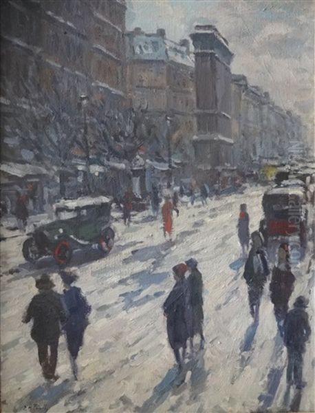 Les Grands Boulevards A Paris Oil Painting by Elie Anatole Pavil