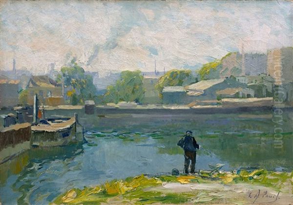 Paysage De Bord De Seine Oil Painting by Elie Anatole Pavil