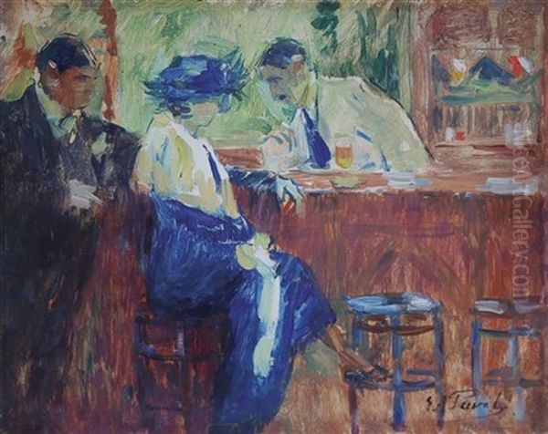 Au Bar Oil Painting by Elie Anatole Pavil