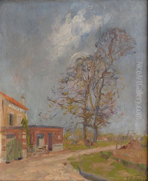 Grands Arbres Devant Un Cafe Oil Painting by Elie Anatole Pavil