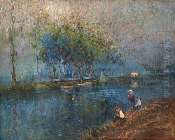 Les Enfants Au Bord Du Fleuve Oil Painting by Elie Anatole Pavil