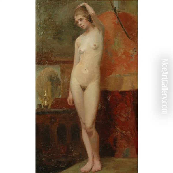 Standing Female Nude Oil Painting by Elie Anatole Pavil