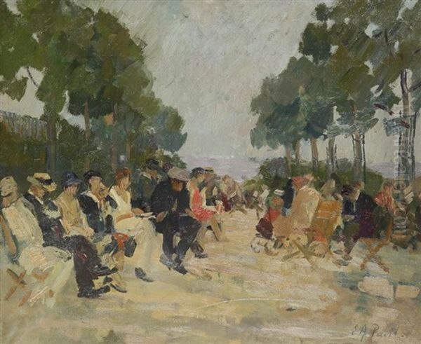 Paris, Scene De Jardin Public Oil Painting by Elie Anatole Pavil