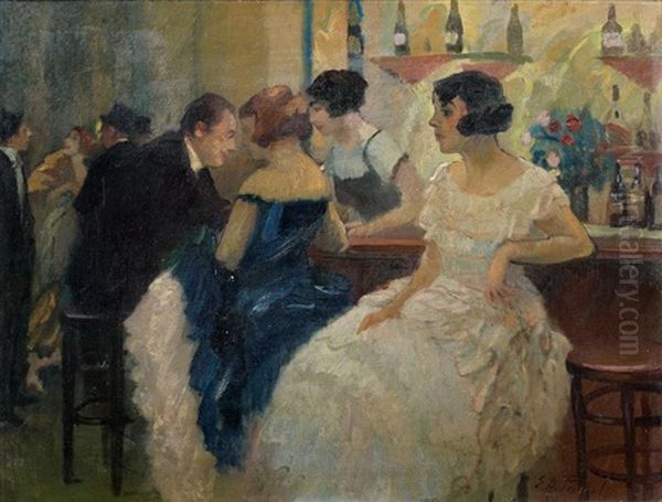 Jeune Fille Dans Un Bar Oil Painting by Elie Anatole Pavil