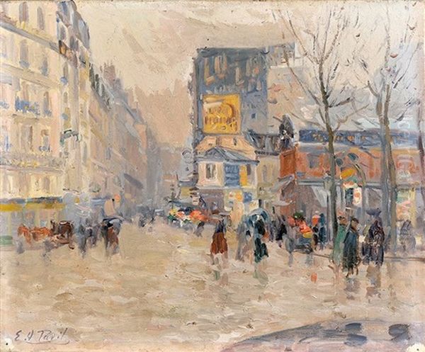 Place Animee A Paris Oil Painting by Elie Anatole Pavil