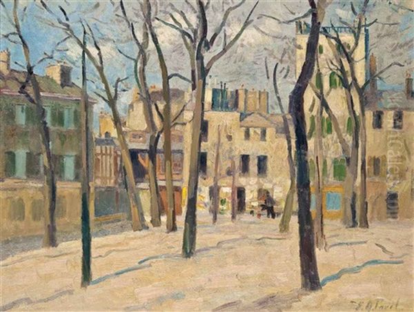 Place Du Tertre A Montmartre, Paris Oil Painting by Elie Anatole Pavil