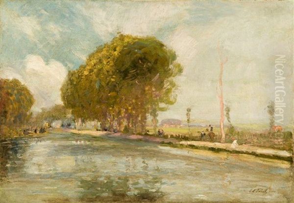 Promenade On The River Oil Painting by Elie Anatole Pavil