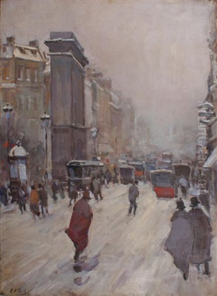 Les Grands Boulevards Oil Painting by Elie Anatole Pavil