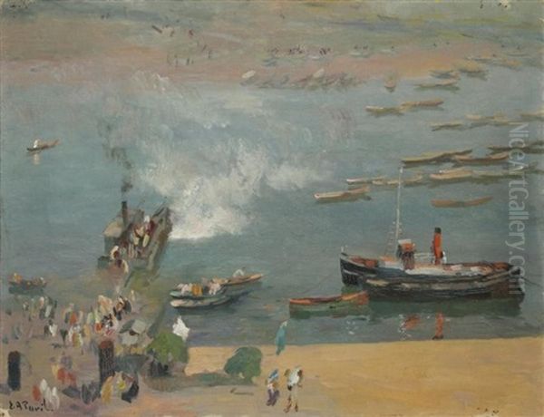 Port De Rabat Anime Oil Painting by Elie Anatole Pavil