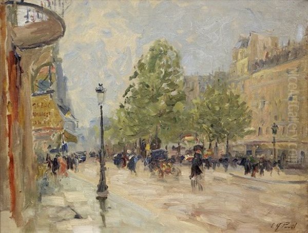 French Boulevard Scene Oil Painting by Elie Anatole Pavil