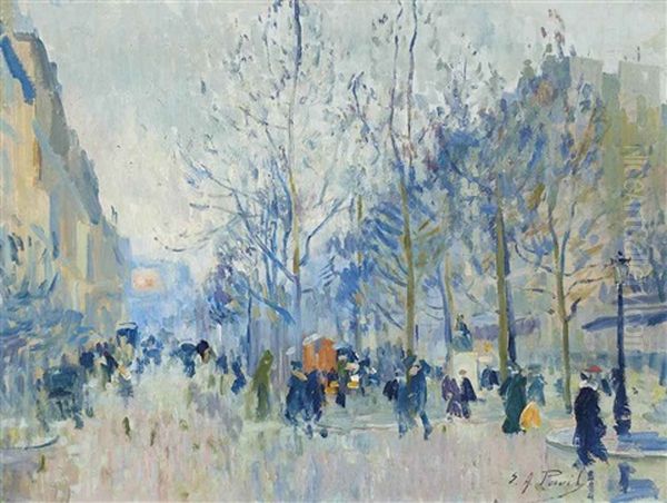 Paris In Winter Oil Painting by Elie Anatole Pavil