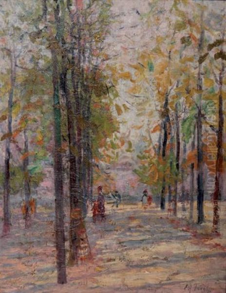 Personnages Dans Un Parc Oil Painting by Elie Anatole Pavil