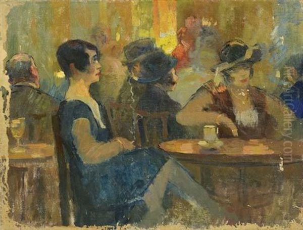 Deux Femmes Dans Un Cafe Oil Painting by Elie Anatole Pavil