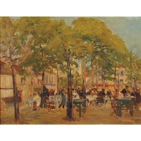 Matin De Printemps, Boulevard De Clichy Oil Painting by Elie Anatole Pavil