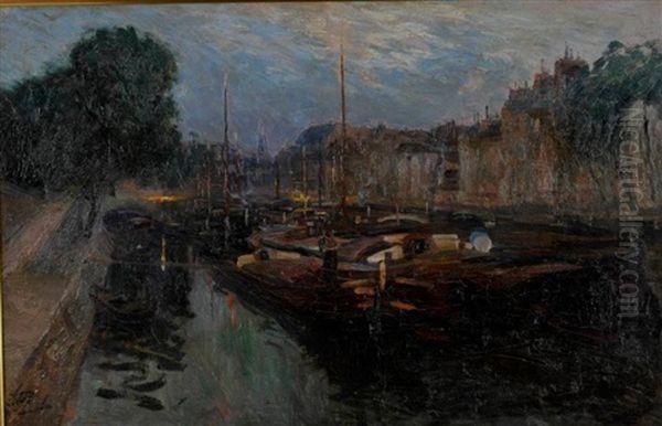 Vue De Paris, L'ile De La Cite Oil Painting by Elie Anatole Pavil