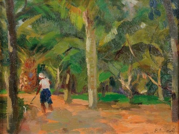 Parc A Marrakech Oil Painting by Elie Anatole Pavil