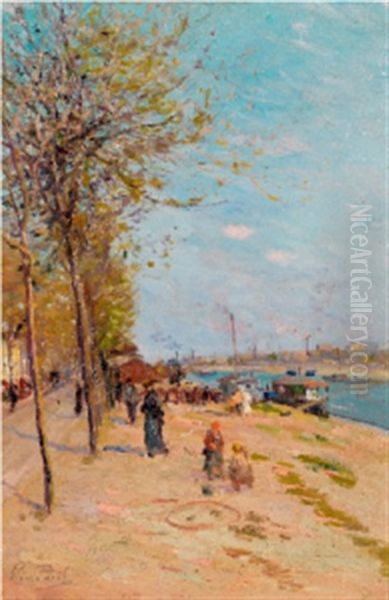 Paris, Bord De Seine Oil Painting by Elie Anatole Pavil