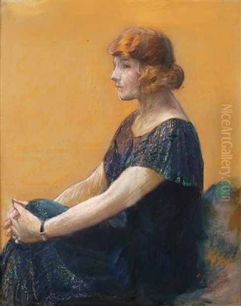 Portrait De Femme Oil Painting by Elie Anatole Pavil