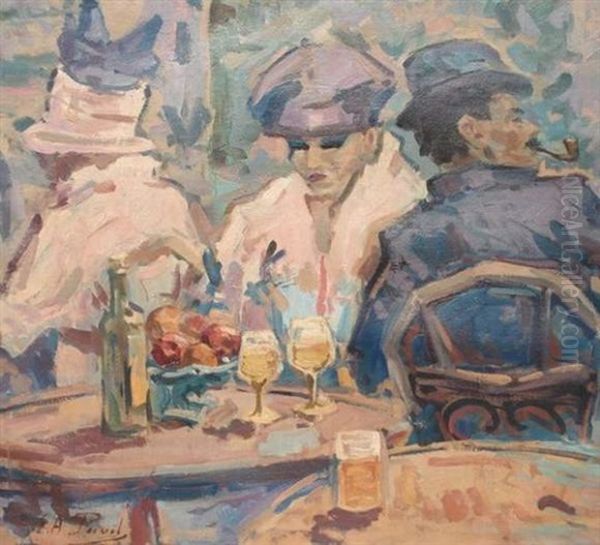 Scene De Bistrot Oil Painting by Elie Anatole Pavil