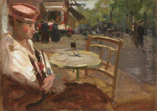 Elegante A La Terrasse D'un Cafe Oil Painting by Elie Anatole Pavil