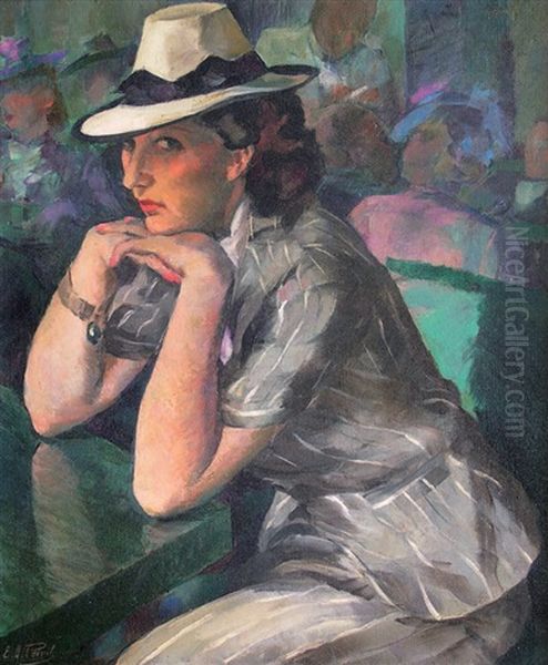 Femme Au Cafe Oil Painting by Elie Anatole Pavil