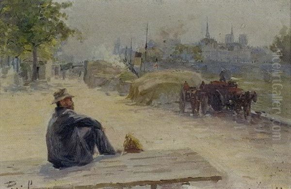 Paris, Sur Les Quais Oil Painting by Elie Anatole Pavil