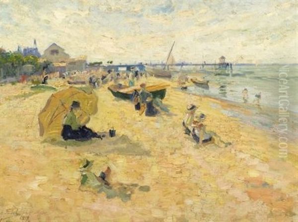 La Plage... Oil Painting by Elie Anatole Pavil