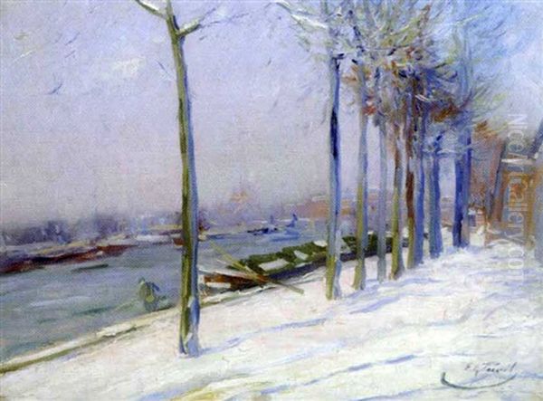 Petit Pecheur En Hiver Oil Painting by Elie Anatole Pavil